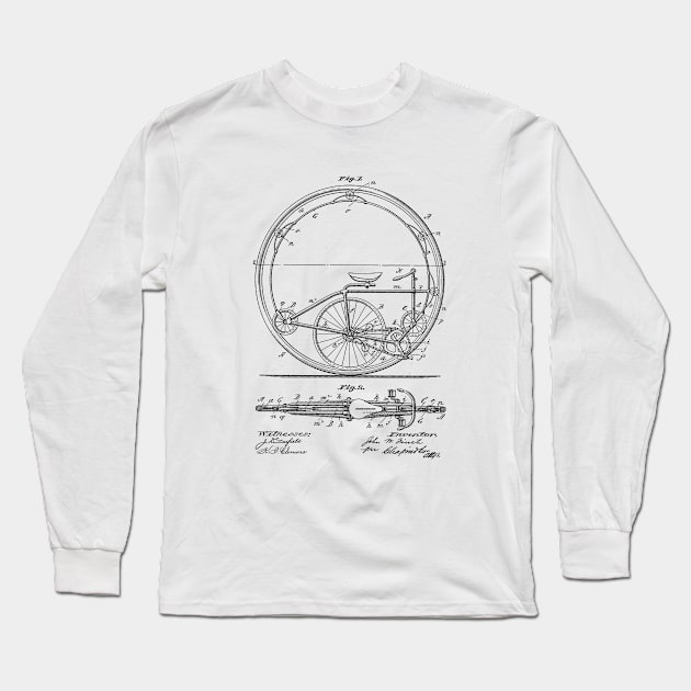 Monocycle Vintage Patent Hand Drawing Long Sleeve T-Shirt by TheYoungDesigns